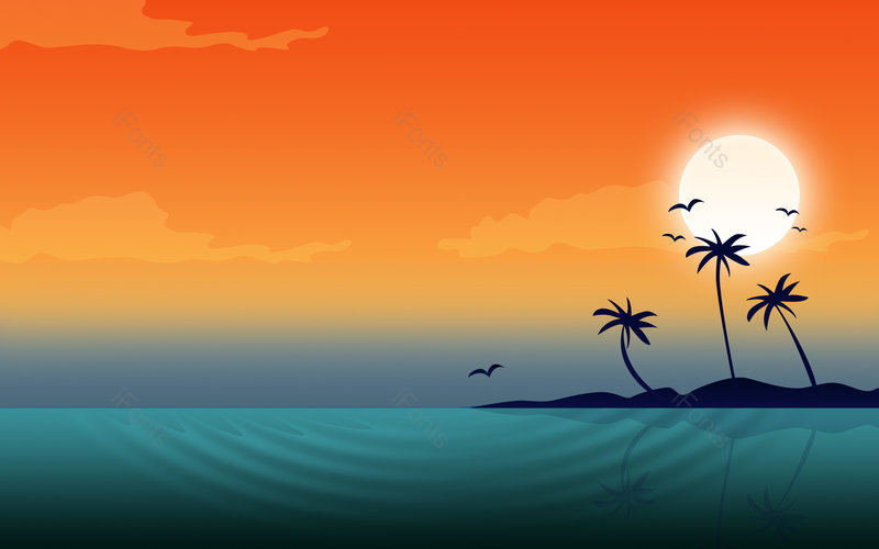 夏日主图背景图夏天夕阳沙滩椰树背景,插画/手绘图,插画/手绘图库,插画/手绘图下载,插画/手绘